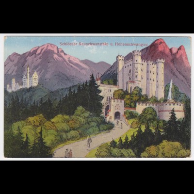 Bayern, Neuschwanstein Hohenschwangau, ungebr. Farb-AK Königsschlösser. #1841