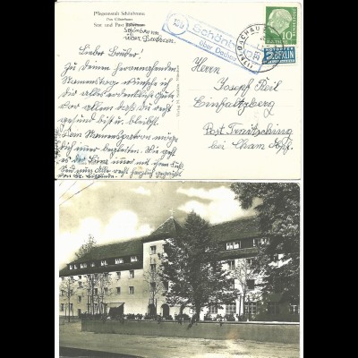 BRD 1955, Landpost Stpl.Schönbrunn über Dachau auf sw-Foto AK. 