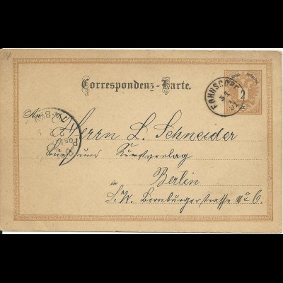 Österreich 1891, Fingerhut Stpl. FOHNSDORF (Steiermark) klar auf 2 Kr. Ganzsache