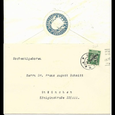 DR 1925, 5 Pf. Dienst auf Brief v. München m. rs. Ministerium Verschluss Siegel