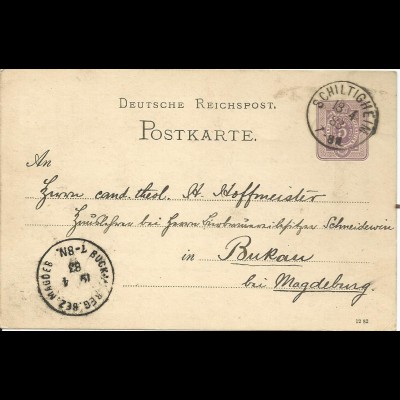 DR 1883, Klaucke Nr.32 "Buckau R.B.Magdeburg", Ank.Stpl. auf Ga v. Schiltigheim