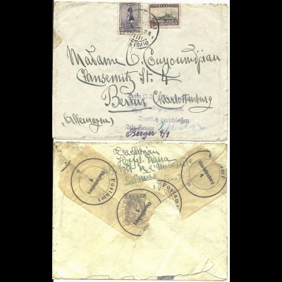 DR 1931, Griechenland Brief m. amtlichem Stpl. u. Verschlussstreifen v. Berlin