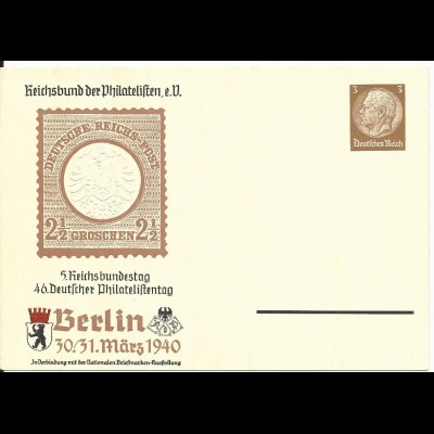 DR PP122/104-04, ungebr. 3 Pf. Privat Ganzsache 46. Dt. Philatelistentag Berlin