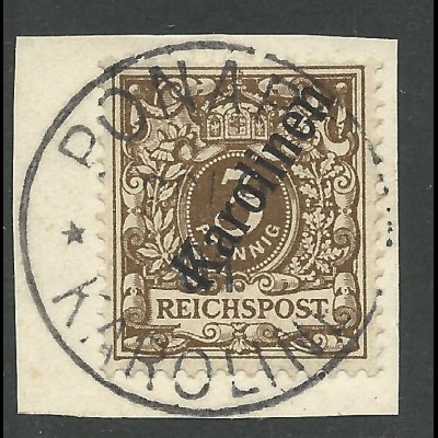 Karolinen 1 II, 3 Pf. Steilaufdruck auf schönem Briefstück m. Stpl. PONAPE