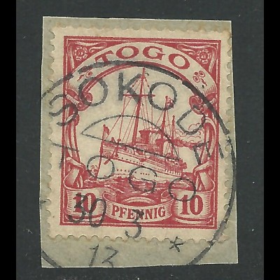 Togo 9, 10 Pf. auf Briefstück m. Stpl. SOKODE. 