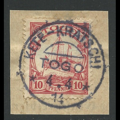 Togo 9, 10 Pf. auf schönem Briefstück m. seltenem Stpl. KETE-KRATSCHI. 