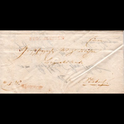 Baden 1840, roter L1 STEISSLINGEN auf 2x verwendetem Brief, innen L1 Stokach