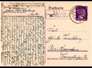 DR 1942, Landpost Stpl. Jhlow über Dahme (Mark) auf 6 Pf. Ganzsache
