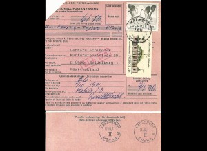 BRD 1971, Karlsruhe PSchA II aa rücks. auf Internat. Postanweisung v. Schweden