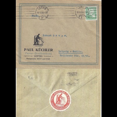 DR 1925, Leipzig Werbung Reklame Orts Brief "Paul Küchler" m. 5 Pf . #1440