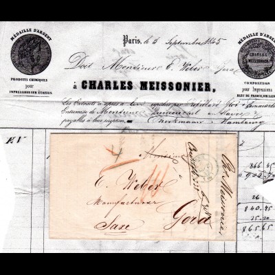Frankreich 1845, Porto Brief v. Paris nach Gera in Sachsen