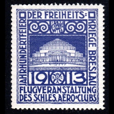 Breslau, Schlesien, blaue Aviatik Flugvignette 1913. #S374