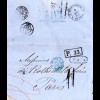 Russland 1865, Porto Brief v. St. Petersburg n. Frankreich m. Transit Stempeln