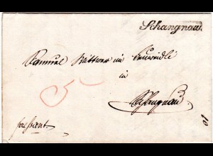 Schweiz 1860, Schreibschrift L1 Schangnau klar auf Orts Brief "preßsant"