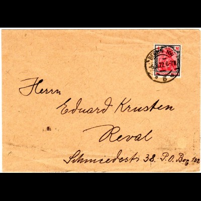 DR 1922, 4 Mk. auf Auslands Brief v. Berlin n. Estland.