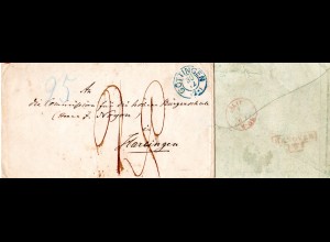 Hannover 1867, K2 GÖTTINGEN auf Porto Brief n. Harlingen, NL