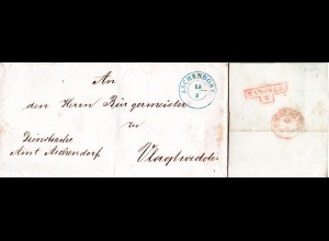 Hannover 1860, K2 ASCHENDORF auf portofreiem Brief n. Hardenberg, NL