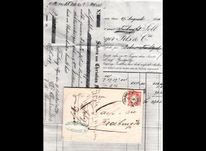DR 1874, Hufeisen Stpl. MÜHLHAUSEN i. ELSASS auf Brief m. 1 Gr. gr. Brustschild 