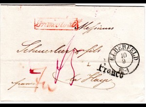 Preussen 1840, K2 ELBERFELD auf Franko Brief n. den Haag, NL