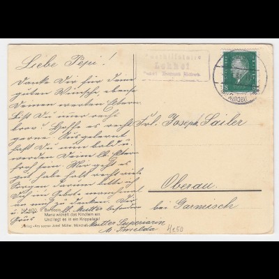 DR 1931, Posthilfstelle Lohof T. Hausen (bei Mindelheim) auf Karte m. 8 Pf #2300