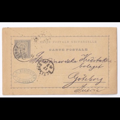 Portugal 1894, Brief Stpl. Porto auf Ganzsache n. Schweden. #658