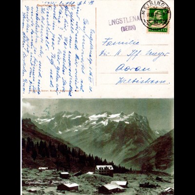 Schweiz 1921, L2 ENGSTENALP (BERN) auf AK m. 10 C. u. Stpl. MEIRINGEN