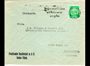 DR 1937, EF 5 Pf. auf Drucksache Brief v. EMDEN n. Finnland
