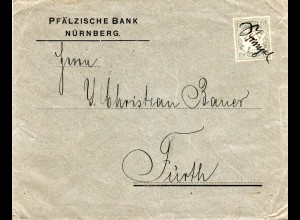 Bayern 1902, 2 Pf. auf Drucksache Brief m. hds. Entwertung v. Nürnberg n. Fürth