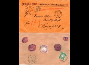Bayern 53xa+55, 1 Mk.+5 Pf. rücks. auf Wert Brief v. Georgensgmünd n. Nürnberg