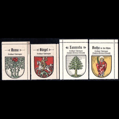 Auma, Bürgel, Tannroda, Vacha i.d. Rhön, 4 Thüringen Sammelmarken
