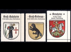 Hessen, Groß-Rohrheim, Groß-Bieberau, Bensheim, 3 Prov. Starkenburg Sammelmarken