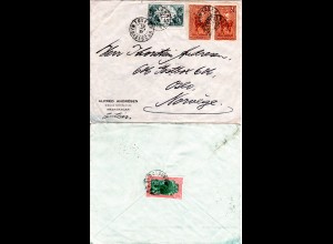 Madagaskar 1931, 4 Marken vorder- u. rs. auf Brief der Norwegen Mission n. Oslo