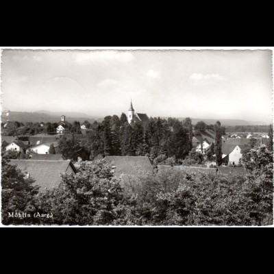 Schweiz, Möhlin Aargau, 1957 v. Riburg gebr. sw-AK m. dt. Nachporto