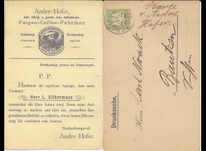 Bayern 1889, EF 3 Pf auf rücks. illustrierter Reklame Karte v. Freilassing #2882