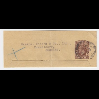 Trinidad 1934, 1d printed matter stationery wrapper used to Germany. #2335