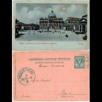 Italien, Rom Petersplatz, 1902 gebr. "halt gegens Licht" Mondschein-AK 