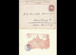 Bayern 1900, München, Bilder Brief Hotel Dt. Kaiser. Stempel m. kl. JZ! #1907