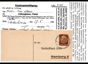 DR 1942, 3 Pf. auf Liebesgaben Paket Empfangsbestätigungskarte v. BUTTENWIESEN