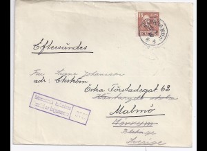 Schweden 1940, Freiwilligen Feldpost Zensur Brief v. Finnland Winterkrieg. #1873