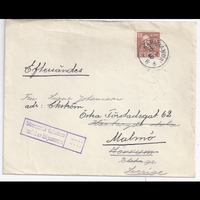Schweden 1940, Freiwilligen Feldpost Zensur Brief v. Finnland Winterkrieg. #1873