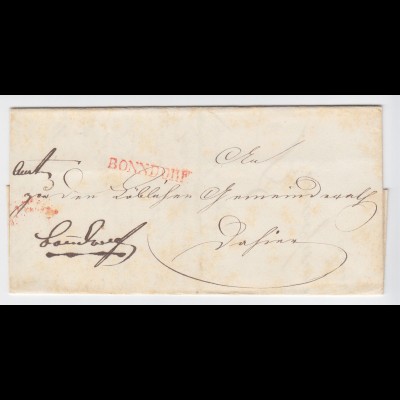 Baden 1845, rot L1 Bonndorf auf Orts Brief m. Inhalt. #1882