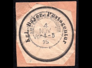 Bayern 1915, Postamts Siegel m. K1 AMERDINGEN b. NÖRDLINGEN auf Briefstück