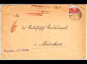 DR 1933, Landpost Stpl. BALGHEIM Nördlingen Land auf Gemeinde Brief m. 12 Pf.