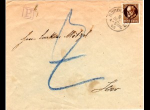 Bayern 1916, 3 Pf. auf Orts-Brief v. Nördlingen m. "P"-Stpl. u. 7 Pf. Porto