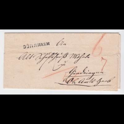 Baden, L1 DÜRRHEIM auf Porto Brief n. Gündringen OA Horb, Württemberg. #1890