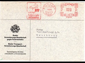 Schweiz 1960, Brief m. St. Gallen Maschinen Freistempel m. Abbildung Krankenbett