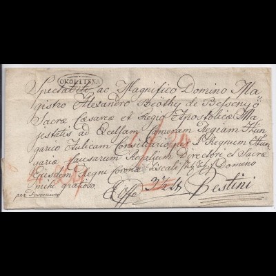 Ungarn 1835, Ovalstpl. OKOLITSNA auf attraktivem Falt Brief. #1687