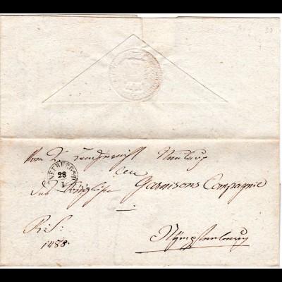 Bayern 1835, Fingerhut Stpl. NEUBURG a/D auf Brief n. Nymphenburg