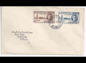 Bermuda 1946, 1 1/2+3 d. auf Brief n. May Pen, Jamaica. #1867
