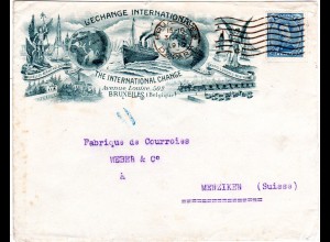 Belgien 1919, 25 C. auf illustriertem Umschlag L`Echange International Bruxelles